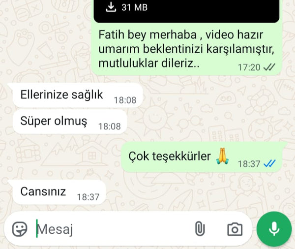 Müşteri mesajı Fatih Bey