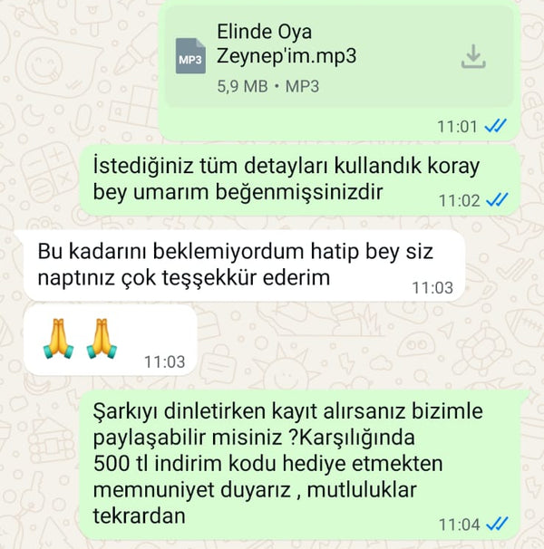 Müşteri mesajı Yusuf Bey