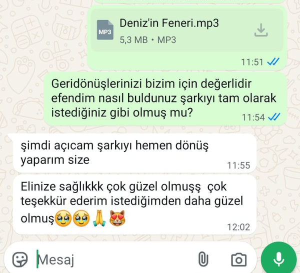 Müşteri mesajı Nuray Hanım